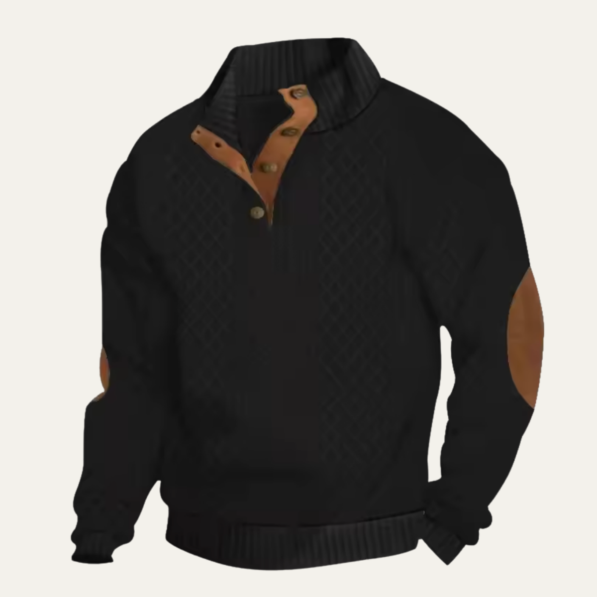 Cable knit button sweater in Black