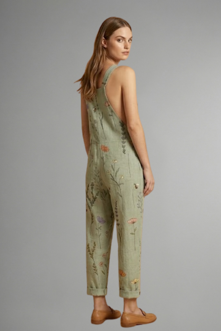 Back view of the women's wide leg jumpsuit