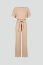Wide Leg Jumpsuit for Women styled with sandals — belted waist detail