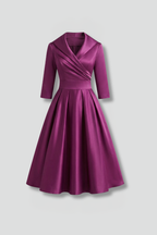V Neck Midi Dress for Women — full length front view showing the wrap bodice and flared skirt