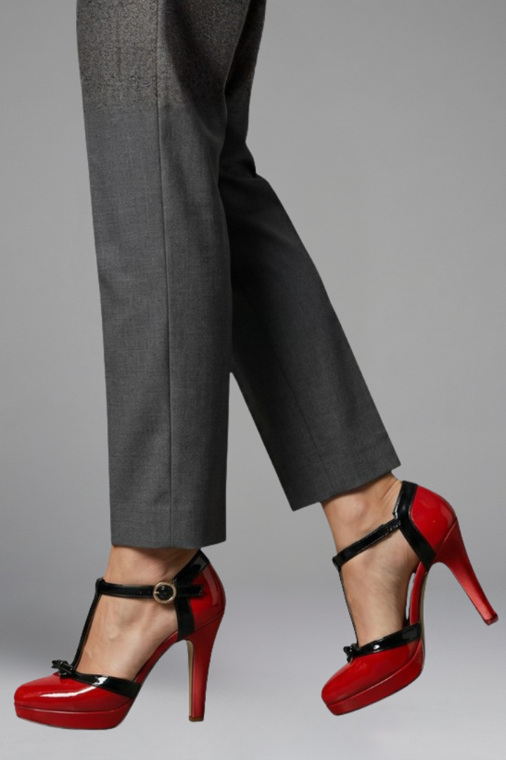 T strap platform heels in Red