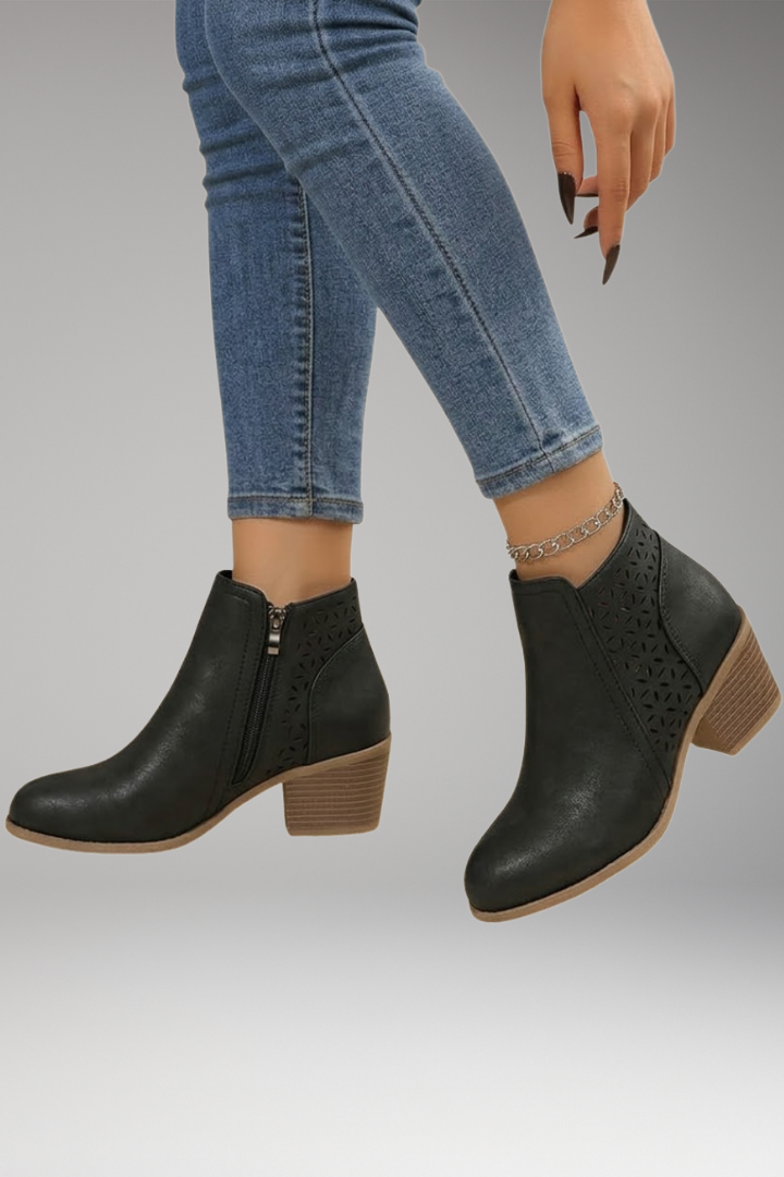 Cut out ankle boots in Black