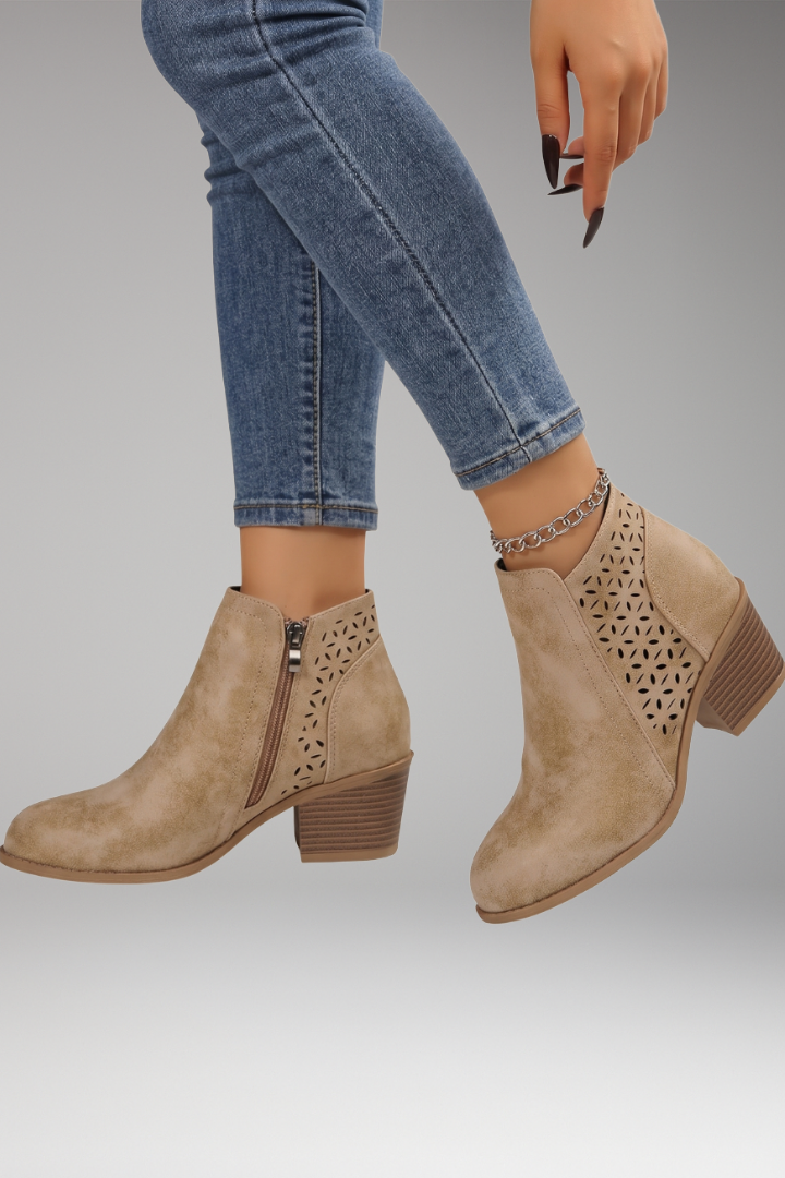 Cut out ankle boots in Beige