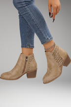 Cut out ankle boots in Beige