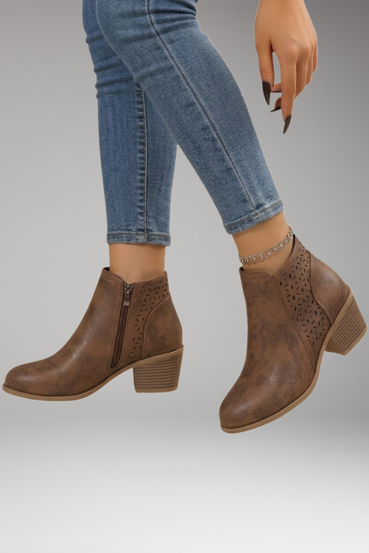 Cut out ankle boots in Brown