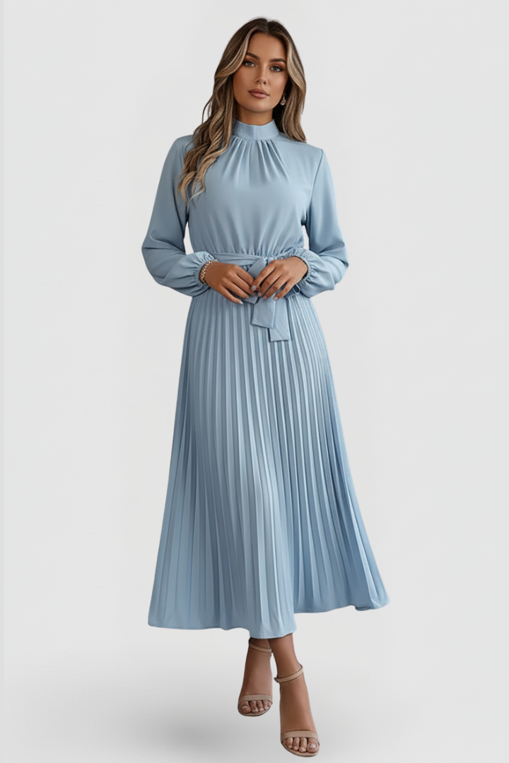 Long Sleeve Maxi Dress for Women in light blue — front view