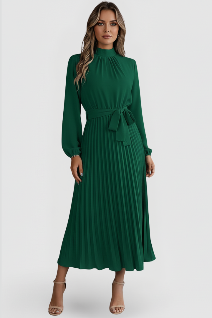 Long Sleeve Maxi Dress for Women in green — front view