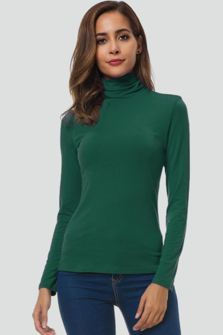 Turtleneck Sweater for Women in green — front view