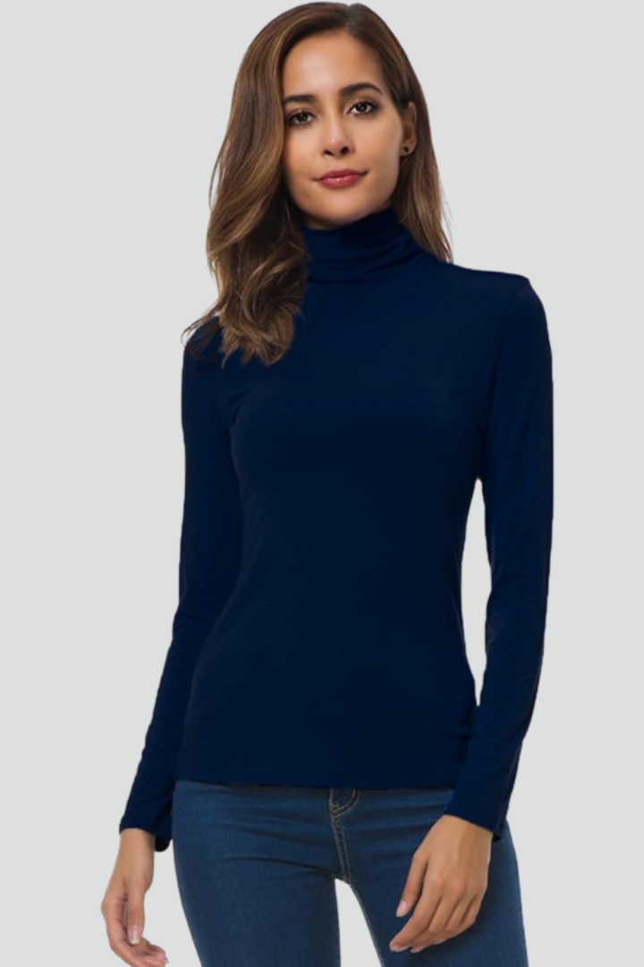 Turtleneck Sweater for Women in navy — front view