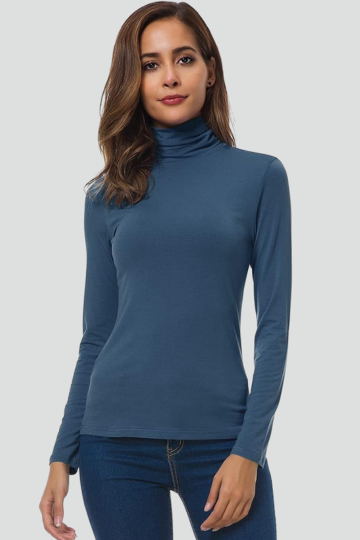 Turtleneck Sweater for Women in blue — front view