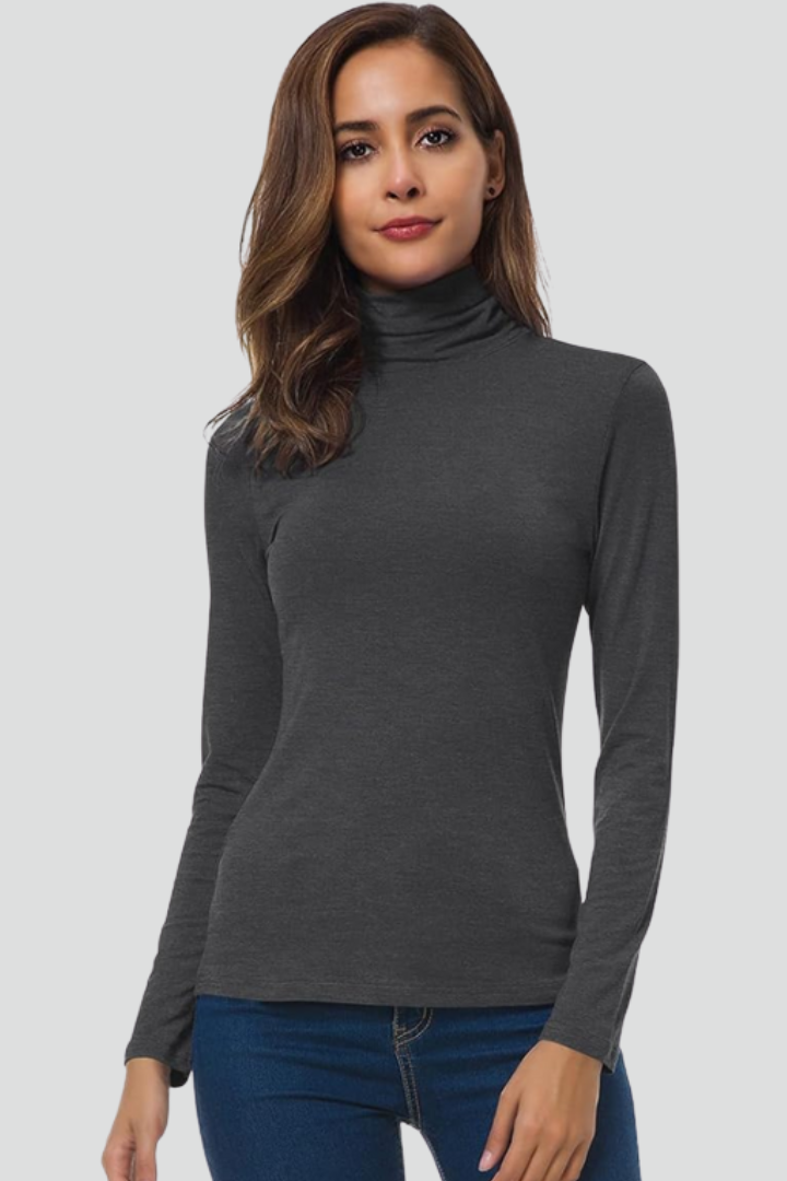 Turtleneck Sweater for Women in dark grey — front view