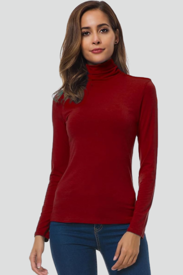 Turtleneck Sweater for Women in red — front view