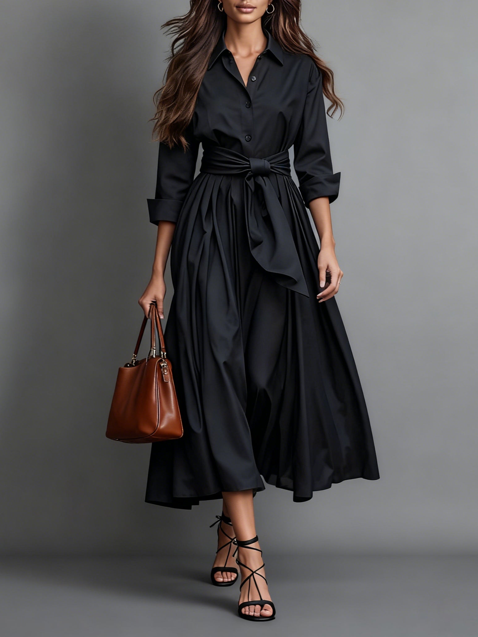 Black version with the shirt collar and front placket in view