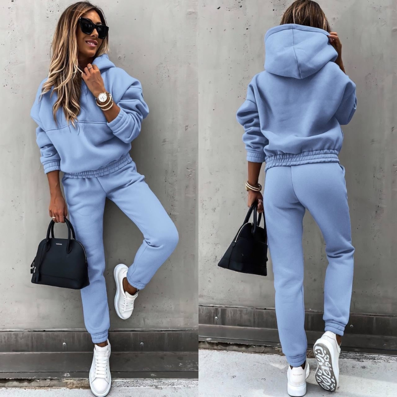 Fleece Hoodie and Jogger Matching Set for Women in Dark Grey