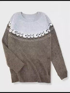 Gray sheep jacquard sweater for women, studio photo 6 of 6