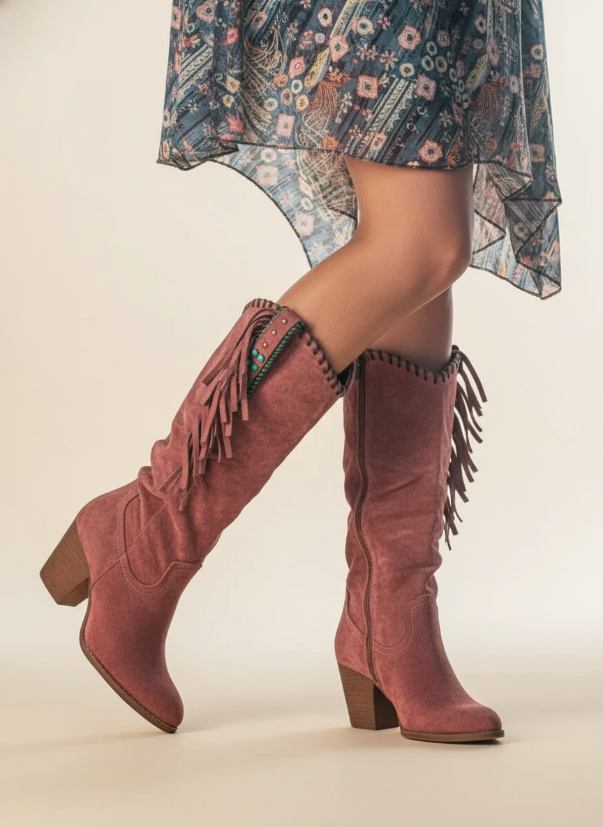 Comfortable ankle boots with arch support styled with jeans, worn view