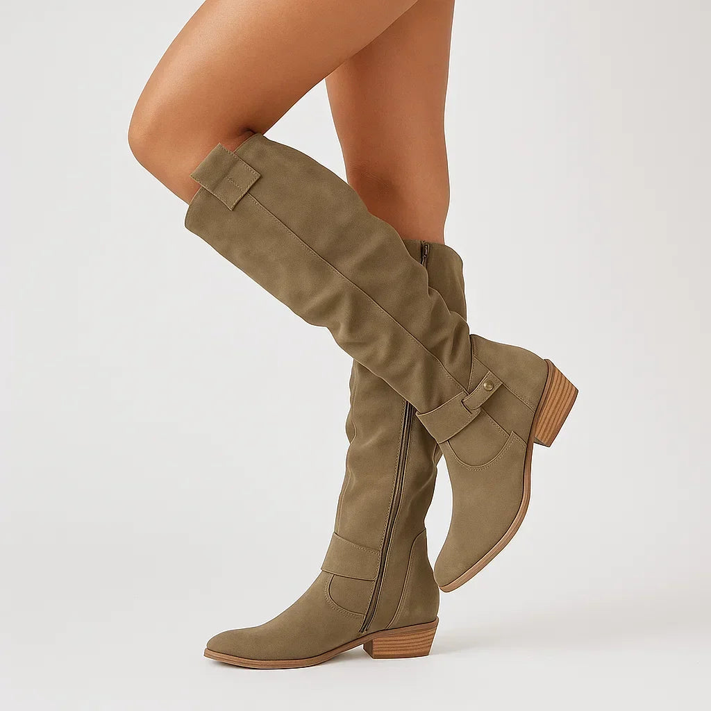 Dark green suede colourway with the ankle buckle in view