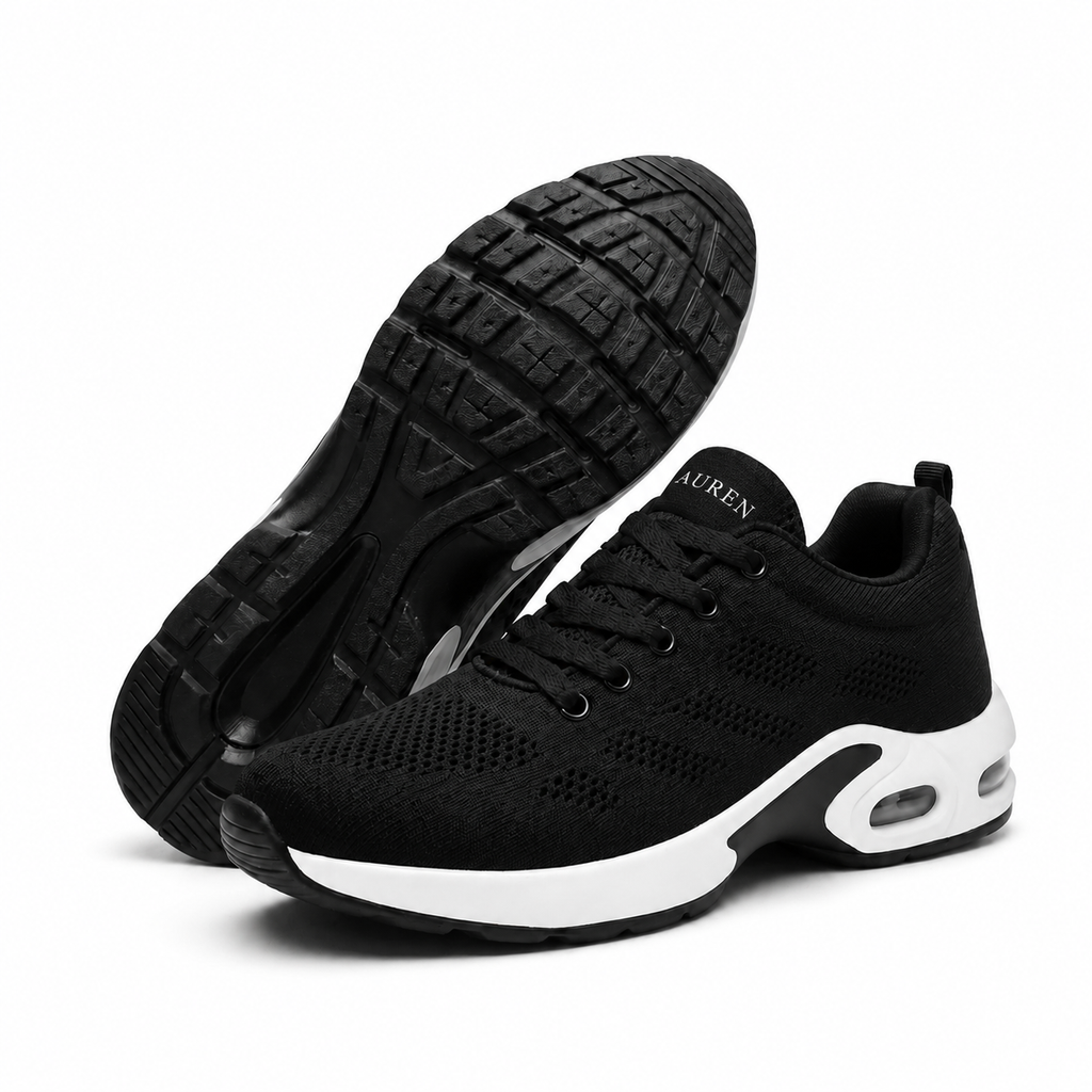 Black men's slip on walking shoes, side view
