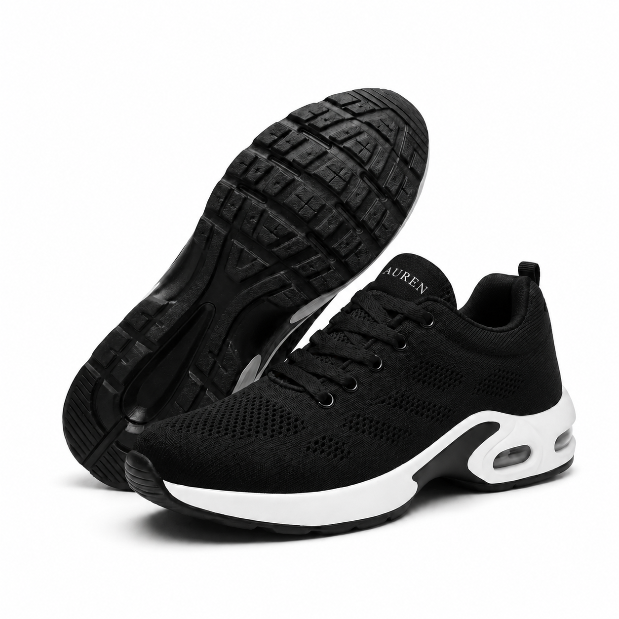 Black men's slip on walking shoes, side view