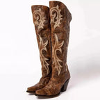 Cowgirl boots for women, front view showing the pointed toe