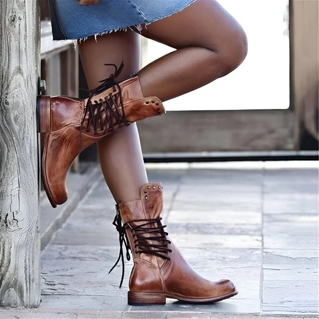 Lace Up Ankle Boots for Women — angled studio shot