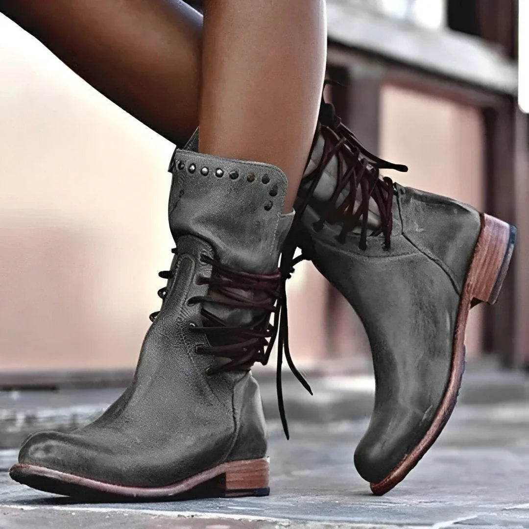 Lace Up Ankle Boots for Women in Gray