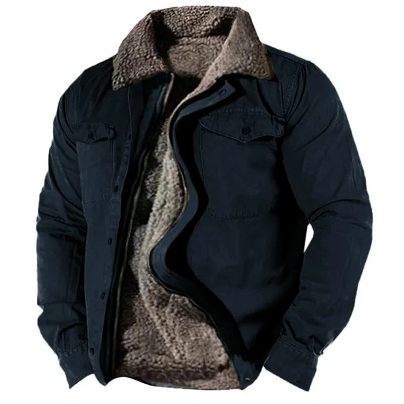 Navy blue colourway showing the plain western collar shape