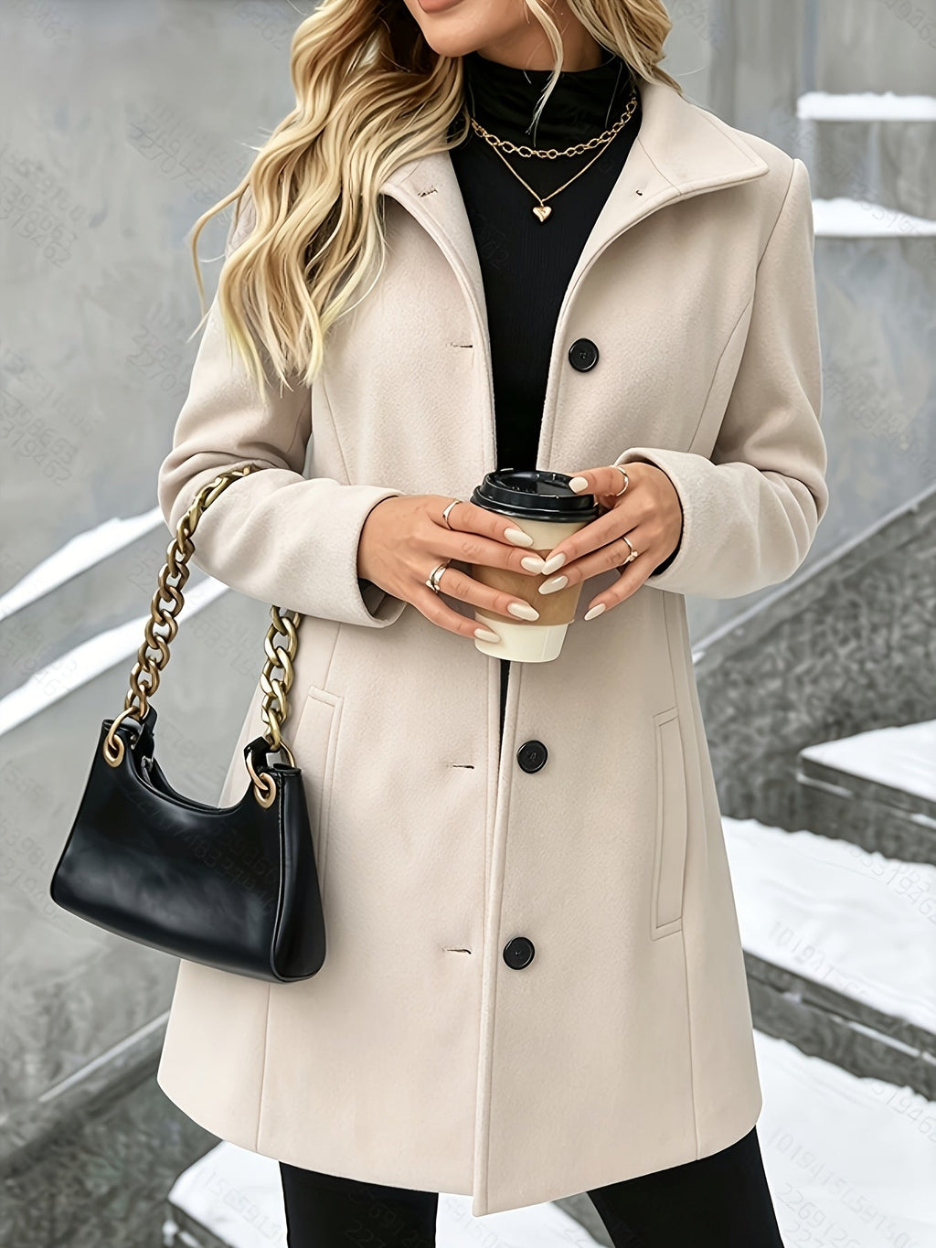 Longline Wool Coat for Women — studio photo, view 4