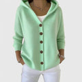 Hooded Cardigan Sweater for Women in Green