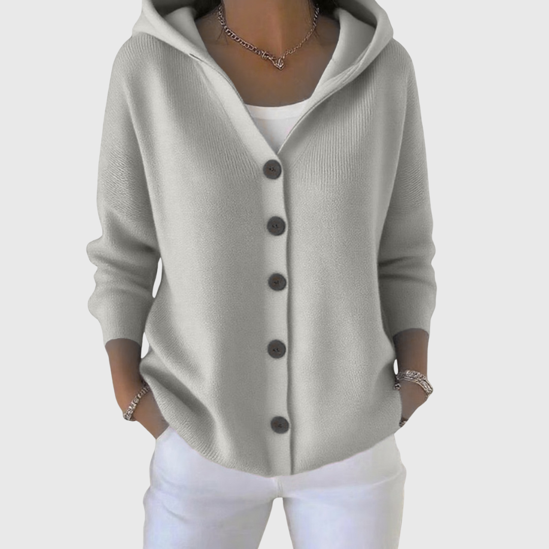 Hooded Cardigan Sweater for Women in Gray