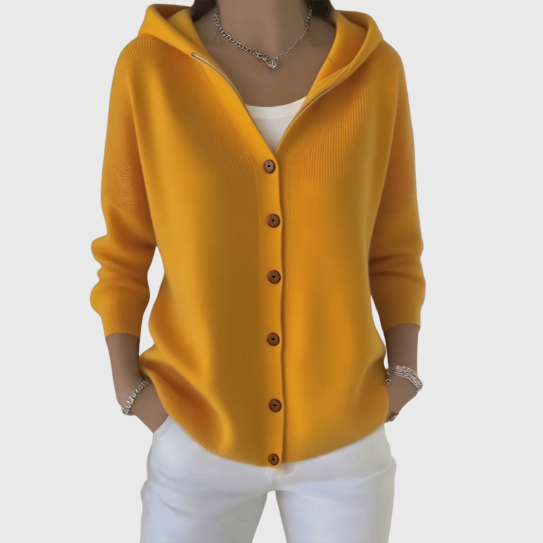 Hooded Cardigan Sweater for Women in Orange