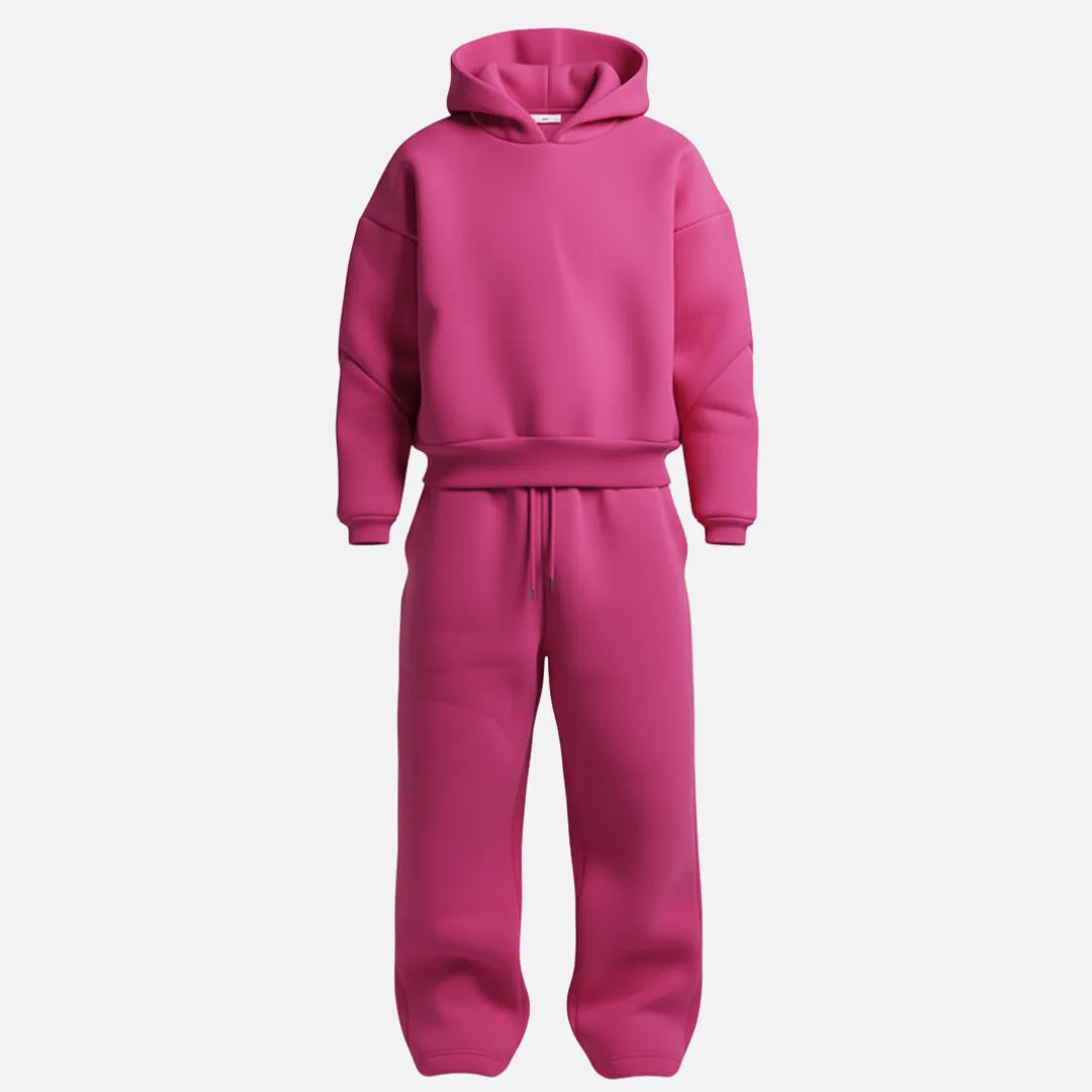 Hoodie and Sweatpants Set for Men in Pink
