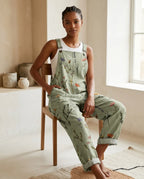 Overalls for Women — close-up of the botanical print