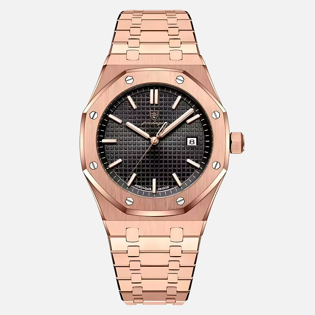 Men's quartz watch in Anthracite - Rose Gold