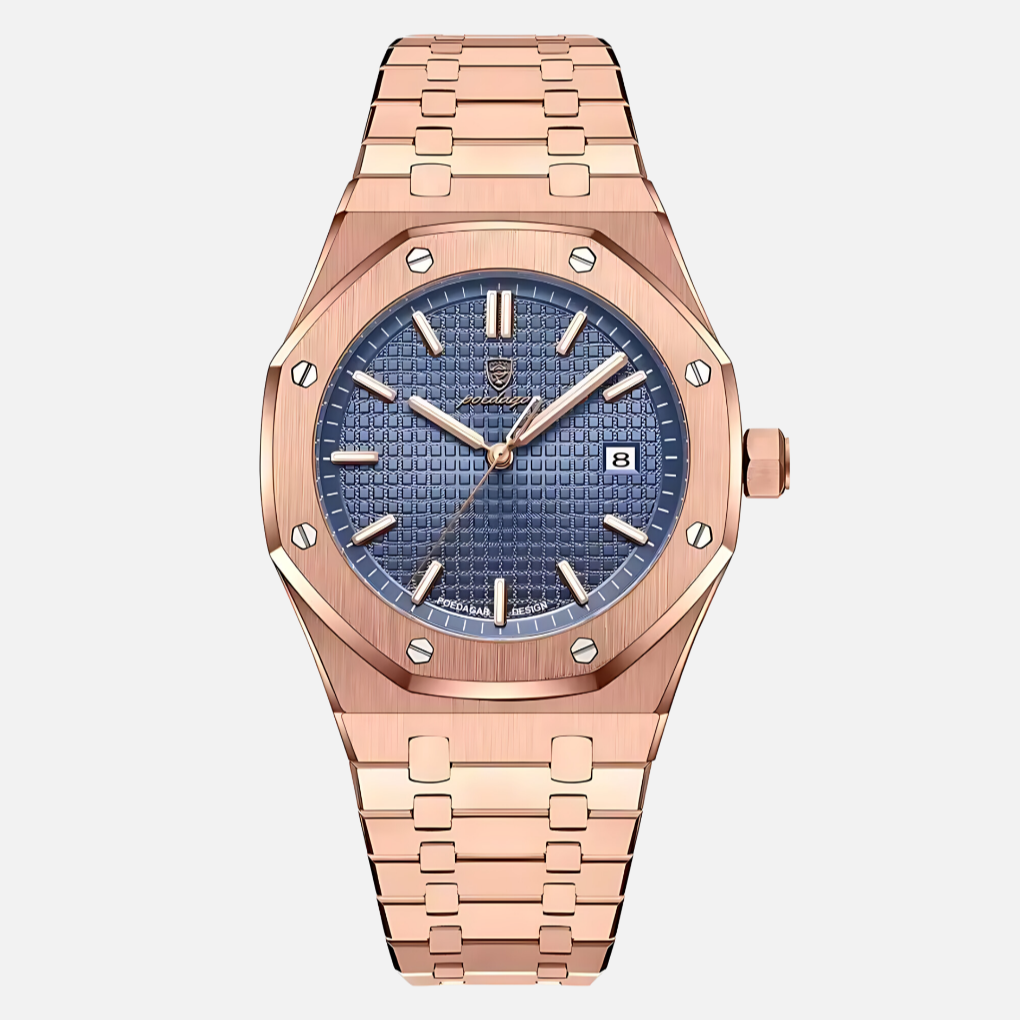 Men's quartz watch in Ocean Blue - Rose Gold