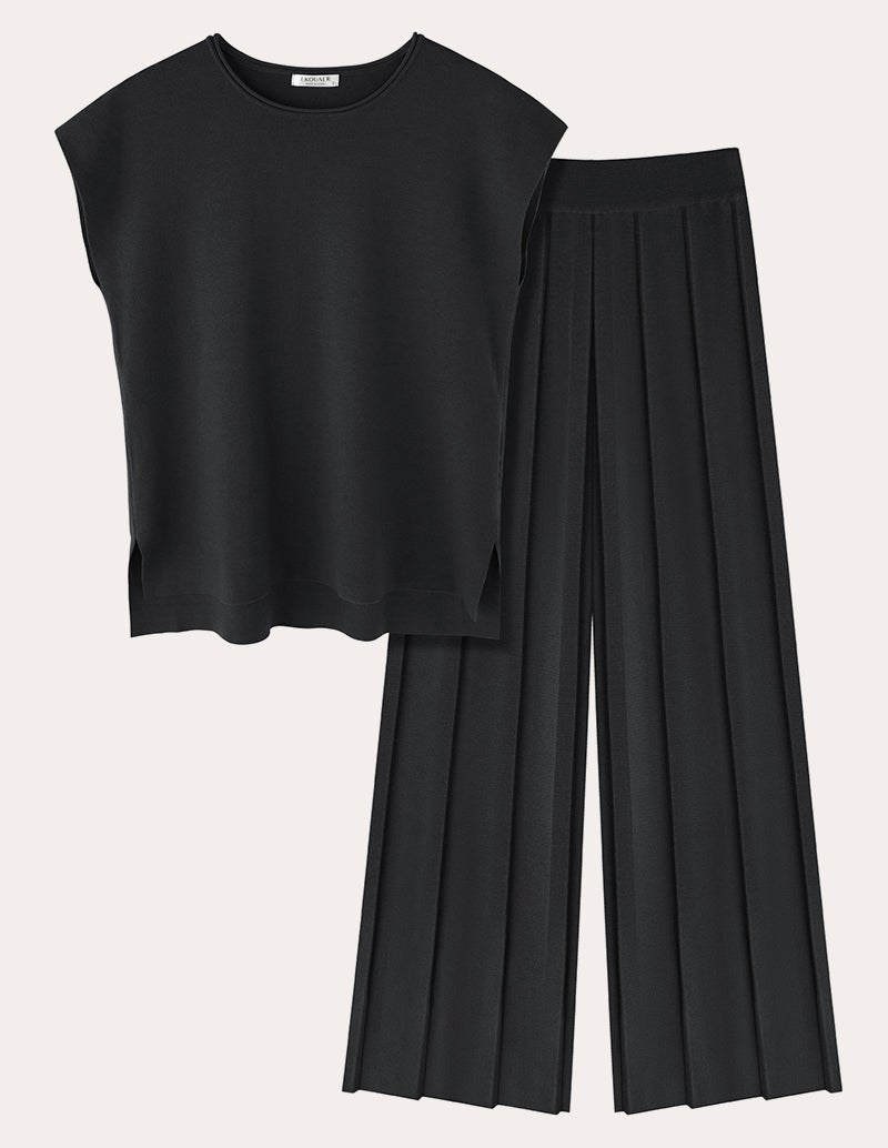 Knit Matching Set for Women in Black