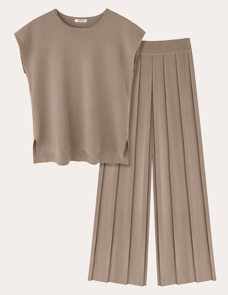 Knit Matching Set for Women in Khaki