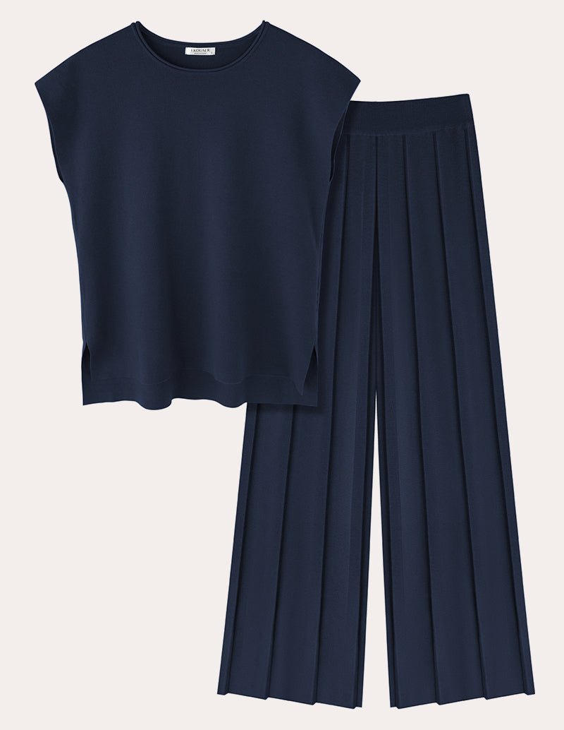 Knit Matching Set for Women in Navy Blue