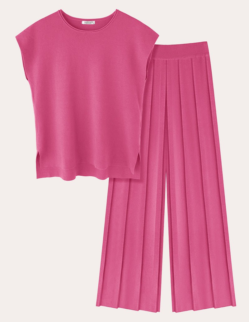 Knit Matching Set for Women in Pink