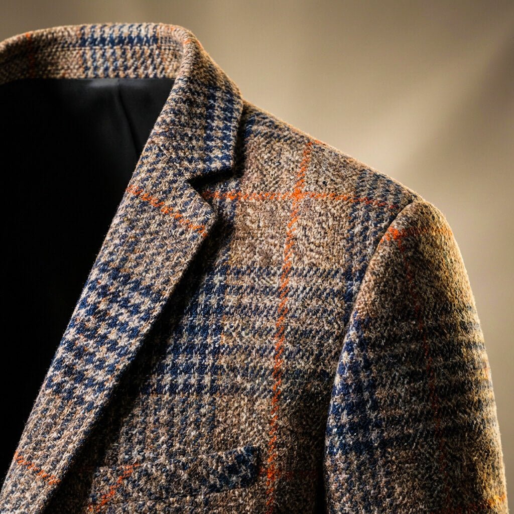 Wool Blend Blazer for Men — front view on model