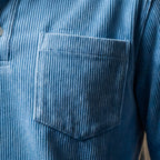Men's corduroy long sleeve polo shirt — side profile view