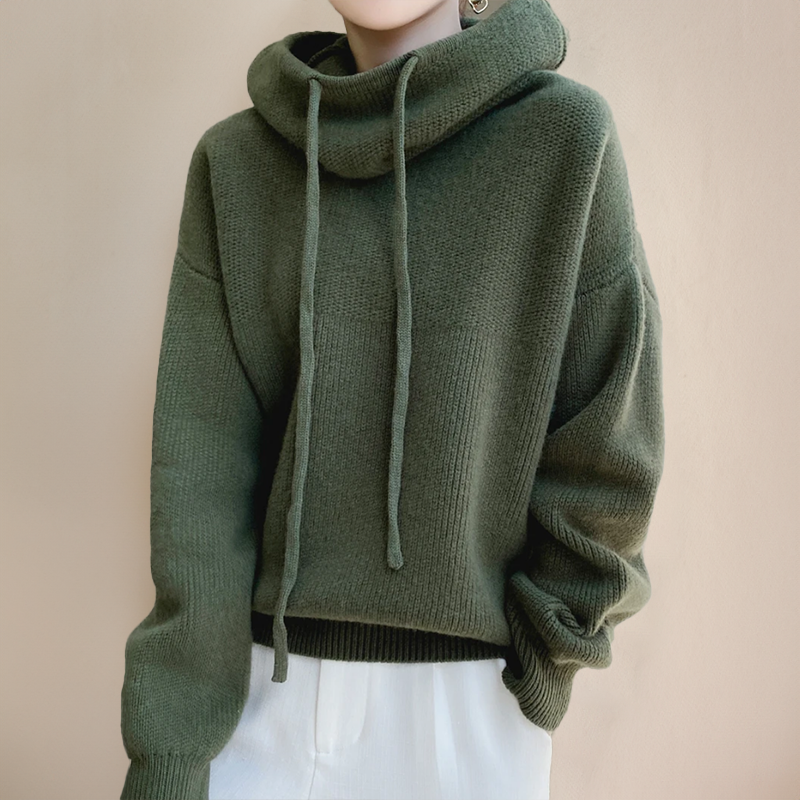 Merino Wool Turtleneck Sweater for Women — back view