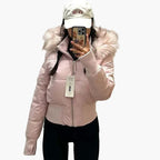 Cropped Quilted Puffer Jacket for Women — quilted channel detail