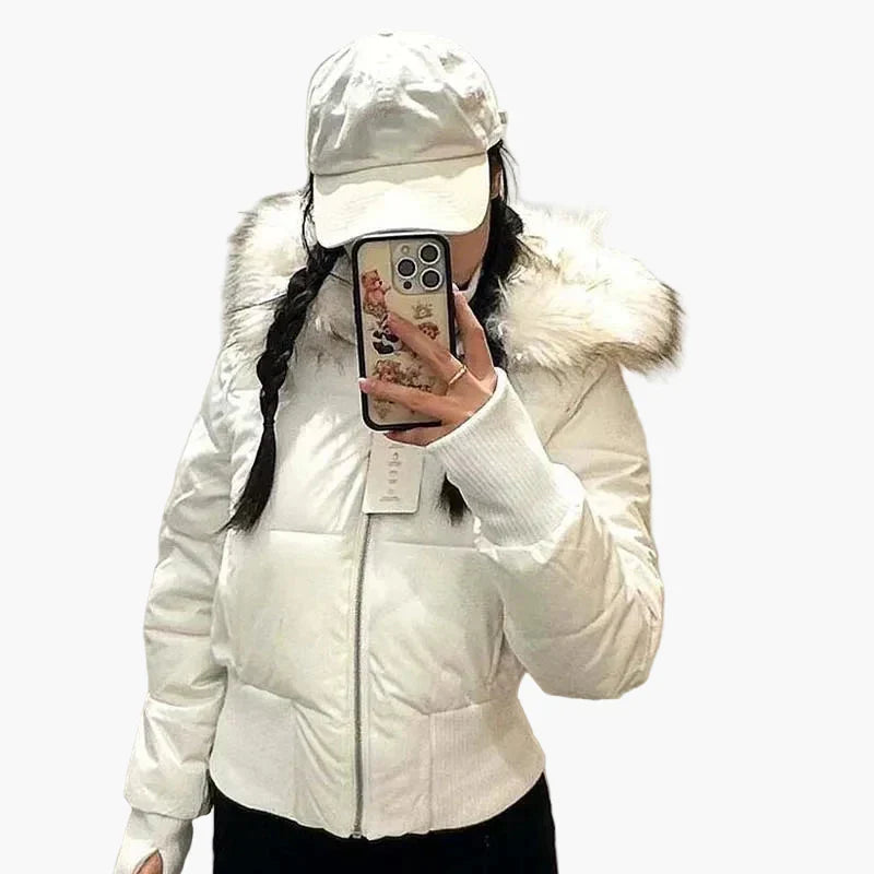 Cropped Quilted Puffer Jacket for Women — cropped hem and cuff view