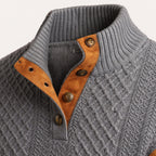 Cable knit button sweater — back view