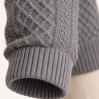 Cable knit button sweater — close view of the knit texture