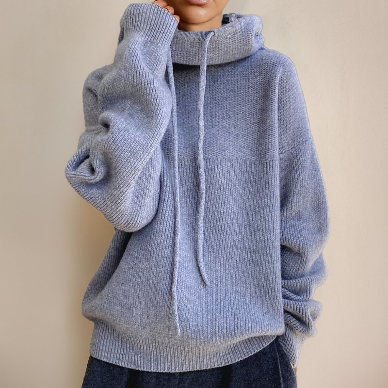 Merino Wool Turtleneck Sweater for Women in Gray