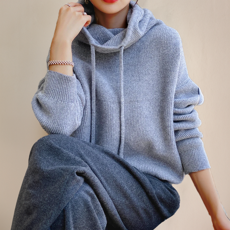 Merino Wool Turtleneck Sweater for Women — high collar detail