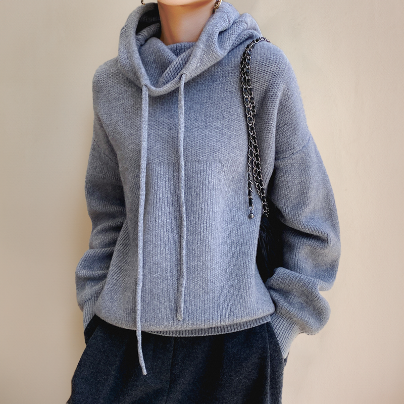Merino Wool Turtleneck Sweater for Women — close-up of the fine merino knit
