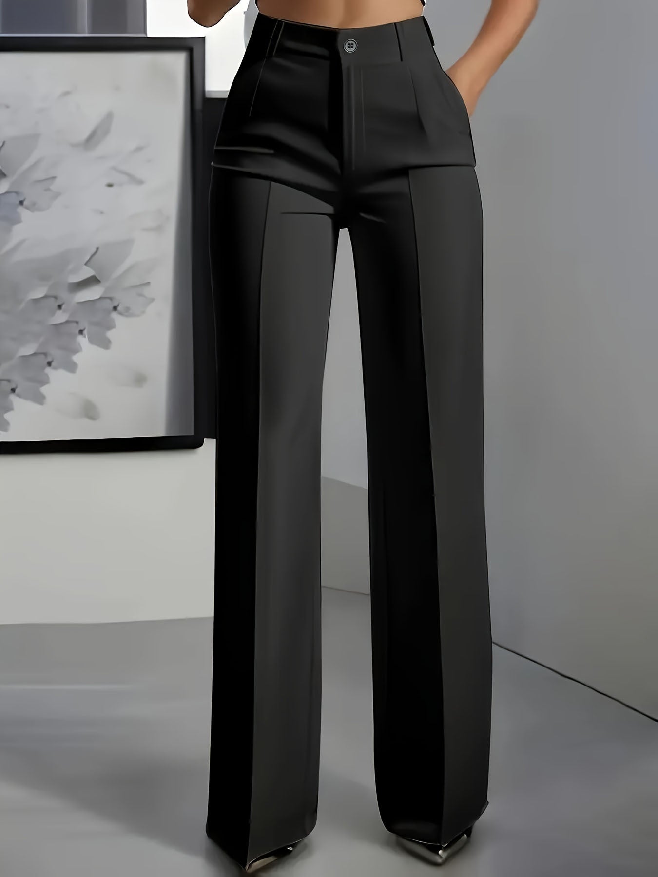 High Waisted Wide Leg Pants for Women in Black
